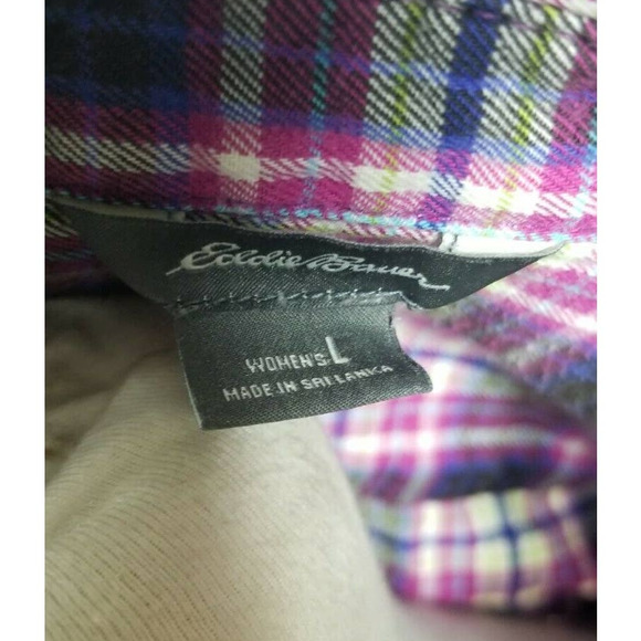 Eddie Bauer Button Down Flannel Size Large Plaid - Picture 7 of 7